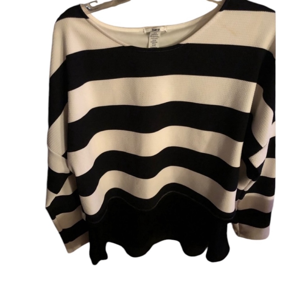 BAR III black & Ivory striped XX-Large long sleeve top layered look